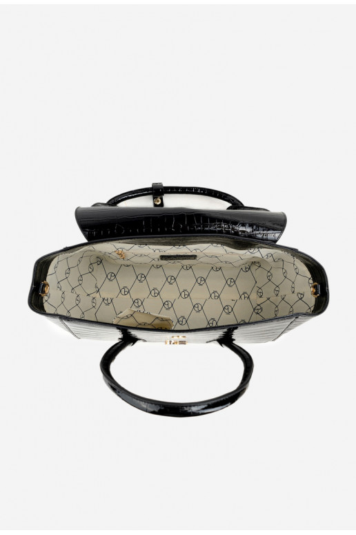 mit Lackeffekt Handheld Stamm mit Aufdruck NOBO BAG5810-M20 SchZuarz