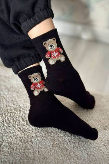 Kindersocken Jugend Teddybären IN SZueterku schZuarze Farbe