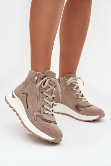 Stiefel Sportlicher Stil Feminin mit einer PlattformErmöglichtturalnego aus INildlederu Zazoo Z1239 Beige 2