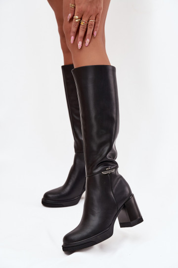 Stiefel lange Schuhe FemininErmöglichtturalnej Skóry mit Absätzen sich Zuarm laufen Vinceza 66826 schZuarze Farbe 2
