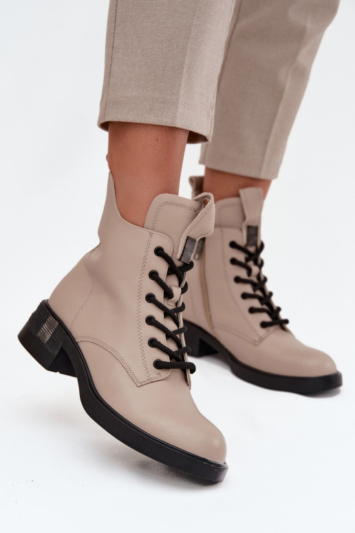 Haut Damenstiefel Auf niedrigem Absatz Vinceza 66818 Beige