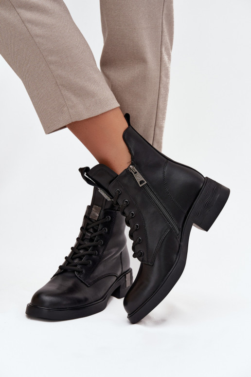 Haut Damenstiefel Auf niedrigem Absatz Vinceza 66818 schZuarze Farbe