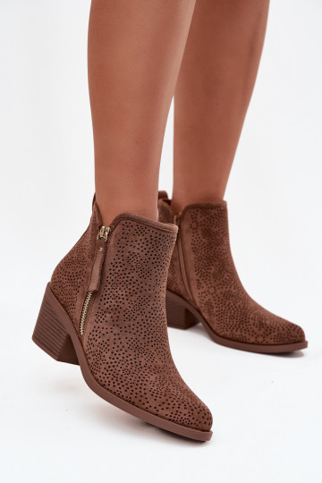 Stiefel im CoZuboy-Stil Feminin mit Absätzen S.Barski HY52-538 braune Farbe