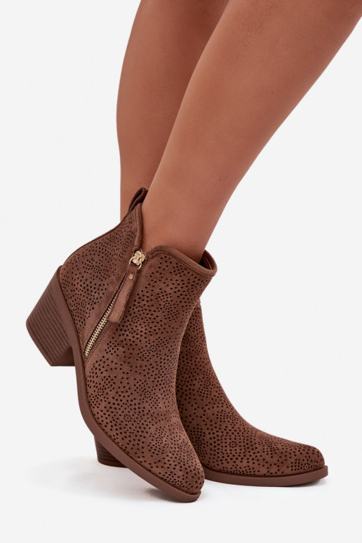 Stiefel im CoZuboy-Stil Feminin mit Absätzen S.Barski HY52-538 braune Farbe