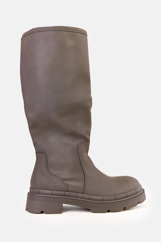 Grüne matte Damenstiefel aus...