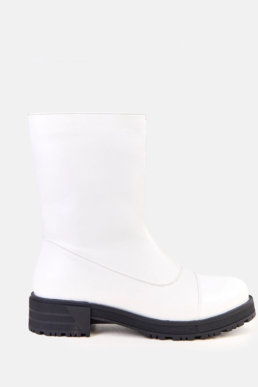 Białe botki damskie na płaskie...