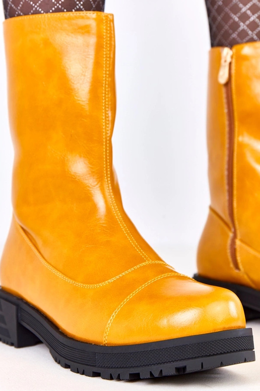 Pomarańczowe botki damskie na płaskie...