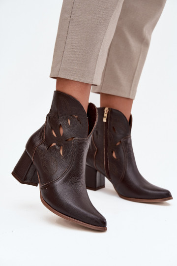 Haut mit durchbrochenen Elementen Damenstiefel Zazoo 3647 CzekoladoZue 2