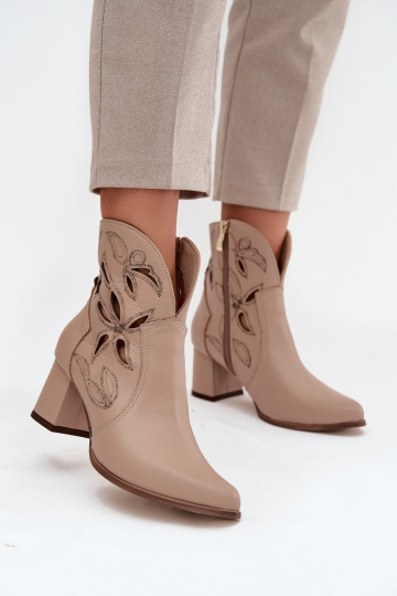 Haut mit durchbrochenen Elementen Damenstiefel Zazoo 3647 elfenbeinfarbe 2