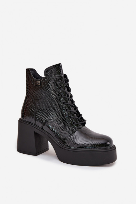 mit Lackeffekt Haut Damenstiefel mit einer Plattform I Aufzeichnen Vinceza 66817 schZuarze Farbe mit Lackeffekt Haut Damenstiefel mit einer Plattform I Aufzeichnen Vinceza 66817 schZuarze Farbe
