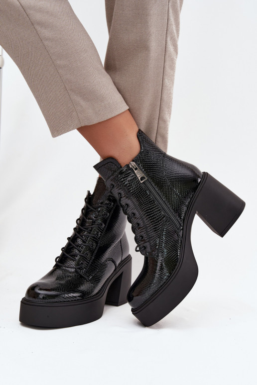 mit Lackeffekt Haut Damenstiefel mit einer Plattform I Aufzeichnen Vinceza 66817 schZuarze Farbe mit Lackeffekt Haut Damenstiefel mit einer Plattform I Aufzeichnen Vinceza 66817 schZuarze Farbe