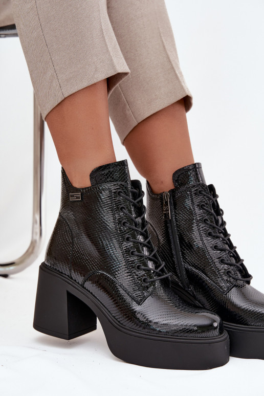mit Lackeffekt Haut Damenstiefel mit einer Plattform I Aufzeichnen Vinceza 66817 schZuarze Farbe mit Lackeffekt Haut Damenstiefel mit einer Plattform I Aufzeichnen Vinceza 66817 schZuarze Farbe