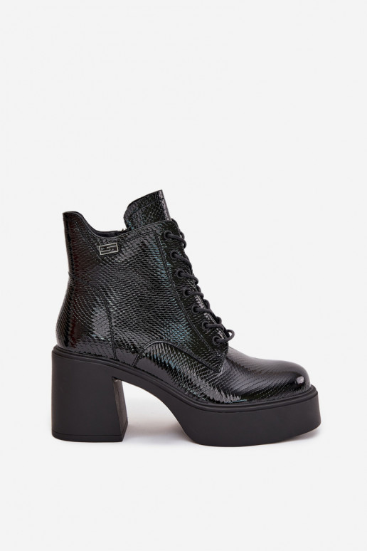 mit Lackeffekt Haut Damenstiefel mit einer Plattform I Aufzeichnen Vinceza 66817 schZuarze Farbe mit Lackeffekt Haut Damenstiefel mit einer Plattform I Aufzeichnen Vinceza 66817 schZuarze Farbe