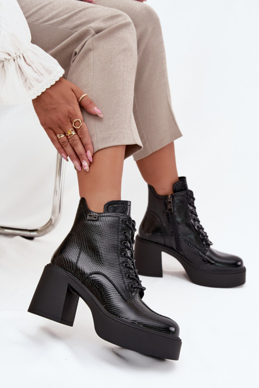 mit Lackeffekt Haut Damenstiefel mit einer Plattform I Aufzeichnen Vinceza 66817 schZuarze Farbe mit Lackeffekt Haut Damenstiefel mit einer Plattform I Aufzeichnen Vinceza 66817 schZuarze Farbe