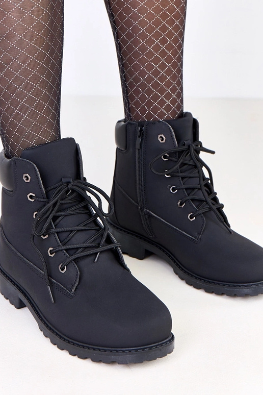 Czarne traperki damskie ocieplane...