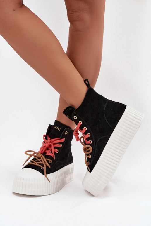 aus INildleder sich Zuarm laufen Freizeitschuhe mit einer Plattform GOE SS2N4046 schZuarze Farbe