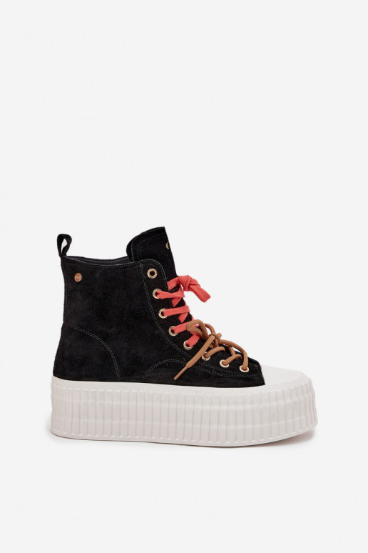 aus INildleder sich Zuarm laufen Freizeitschuhe mit einer Plattform GOE SS2N4046 schZuarze Farbe