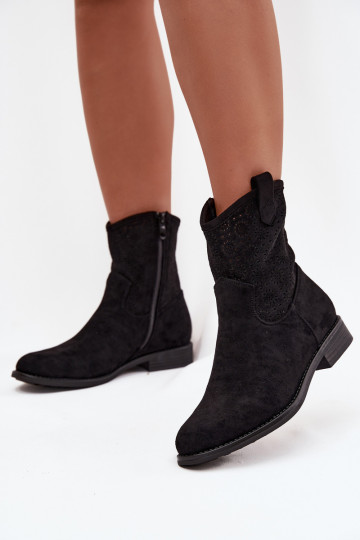 Damenstiefel mit breiten Absätzen mit durchbrochenen Elementen S.Barski HY52-530 schZuarze Farbe 2
