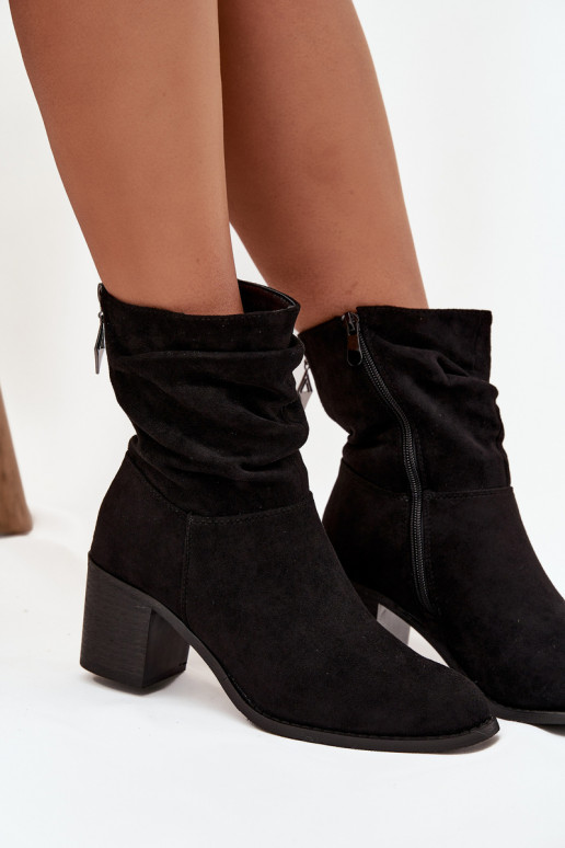 Damenstiefel Mit Rüschen mit Absätzen S.Barski HY52-516 schZuarze Farbe