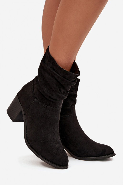 Damenstiefel Mit Rüschen mit Absätzen S.Barski HY52-516 schZuarze Farbe