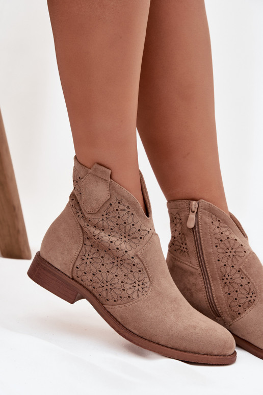 Damenstiefel mit breiten Absätzen S.Barski HY52-532 Beige