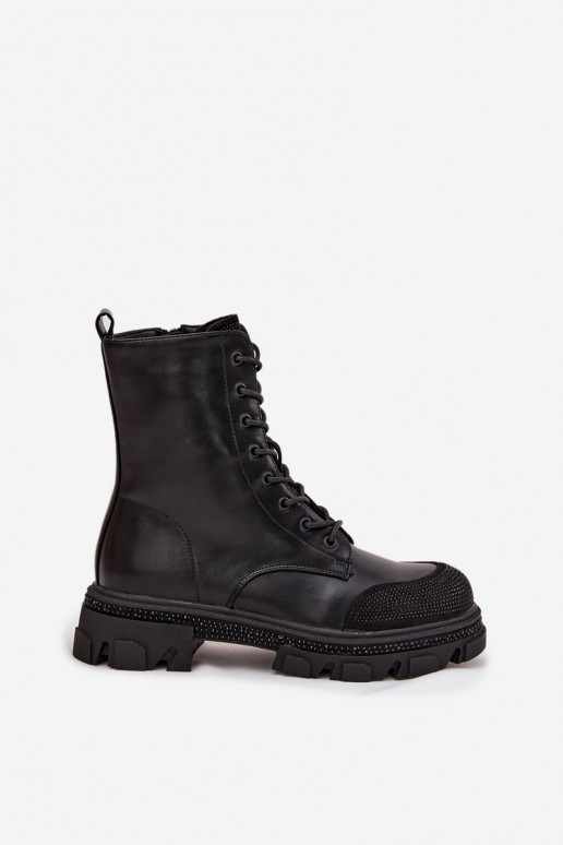 Arbeitsstiefeletten Feminin sich Zuarm laufen Mit Dekoration S.Barski HY42-982 schZuarze Farbe