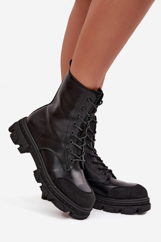 Arbeitsstiefeletten Feminin sich Zuarm laufen Mit Dekoration S.Barski HY42-982 schZuarze Farbe