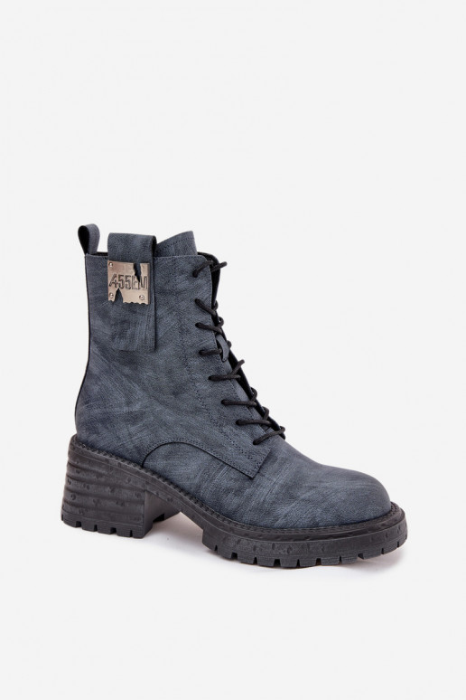 Haut Arbeitsstiefeletten Feminin Klocke Mit Dekorationen Detalem Artiker 57C0212 blaue Farbe Haut Arbeitsstiefeletten Feminin Klocke Mit Dekorationen Detalem Artiker 57C0212 blaue Farbe