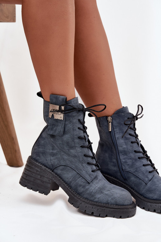 Haut Arbeitsstiefeletten Feminin Klocke Mit Dekorationen Detalem Artiker 57C0212 blaue Farbe Haut Arbeitsstiefeletten Feminin Klocke Mit Dekorationen Detalem Artiker 57C0212 blaue Farbe