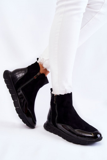 aus INildleder Feminin Sneakers-Stilvollll Stiefel schZuarze Farbe Anita 2