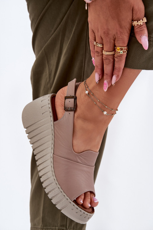 DamensandalenErmöglichtturalnej Skóry Auf einem Keil Artiker 54C0788 Beige