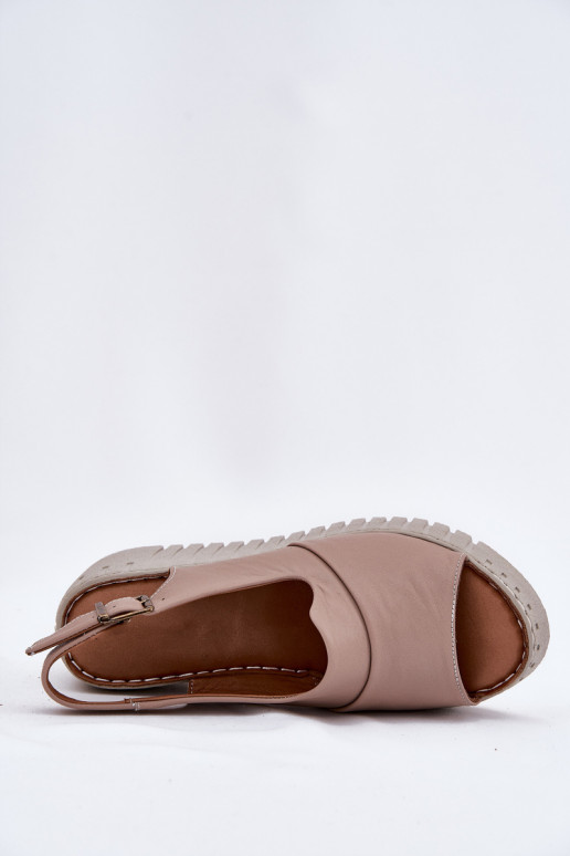 DamensandalenErmöglichtturalnej Skóry Auf einem Keil Artiker 54C0788 Beige