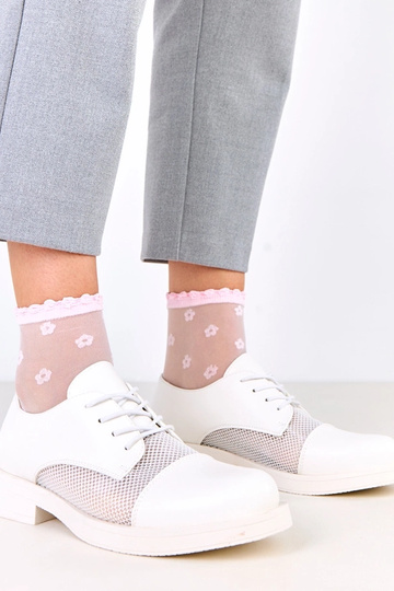 Weiße Halbstiefel für Frauen mit Netzoberteil, Moris