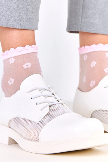 Weiße Halbstiefel für Frauen mit Netzoberteil, Moris 2