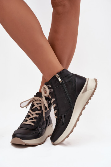 Stiefel Sportlicher Stil Feminin mit einer PlattformErmöglichtturalnej Skóry Zazoo Z1239 schZuarze Farbe 2