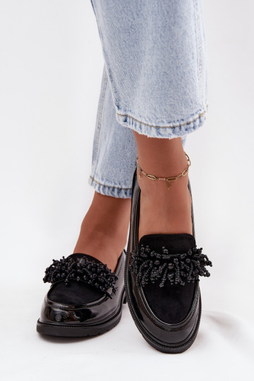 Feminin Mokassins mit Lackeffekt S.Barski HY52-369B schZuarze Farbe 2