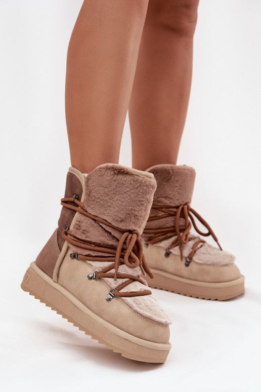 Schneestiefel Feminin mit Pelzmantel D.Franklin DFSH370012 Beige