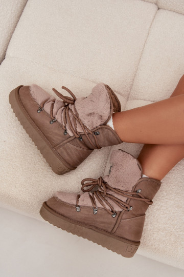 Schneestiefel Feminin mit einer Plattform mit Pelzmantel D.Franklin DFSH37022 Beige 2