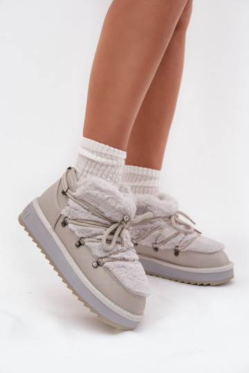 Niedrig Schneestiefel mit einer Plattform mit Pelzmantel D.Franklin DFSH370011 graue Farbe 2