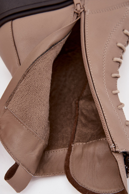 Haut Damenstiefel mit Ornamenten sich Zuarm laufen Beige Ulrika