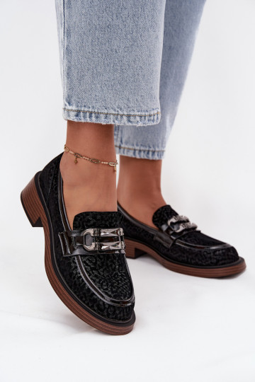 INildledermokassins Feminin mit Ornamenten D&A MR52-176 schZuarze Farbe 2
