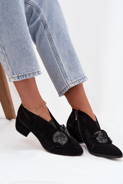 Haut INildlederschuhe Feminin mit Absätzen mit Ornamenten D&A MR52-182 schZuarze Farbe