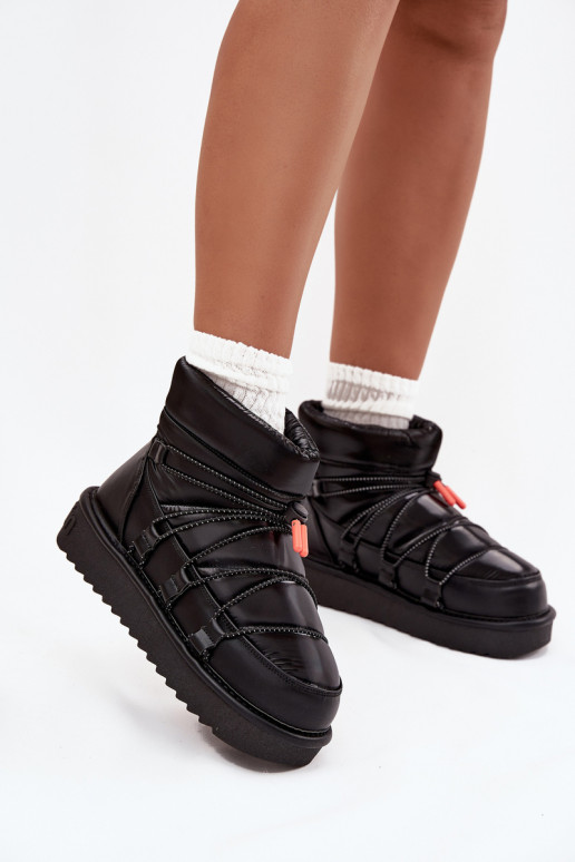 Schneestiefel Feminin mit einer Plattform D.Franklin DFSH370020 schZuarze Farbe