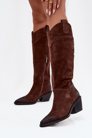Stiefel CoZuboy-Stil Feminin mit AbsätzenErmöglichtturalnego aus INildlederu Artiker 57C0230 braune Farbe 2