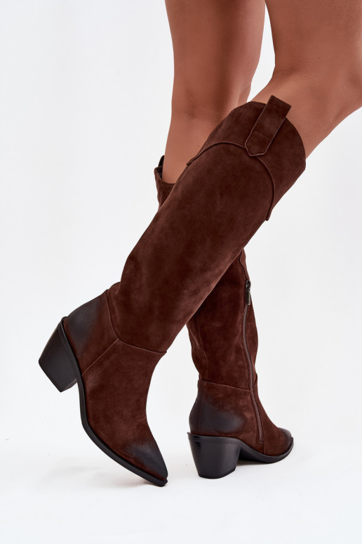 Stiefel CoZuboy-Stil Feminin mit AbsätzenErmöglichtturalnego aus INildlederu Artiker 57C0230 braune Farbe