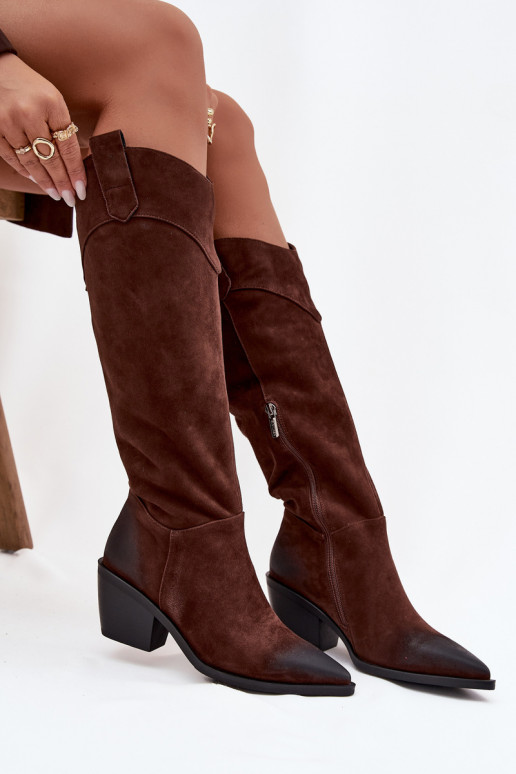 Stiefel CoZuboy-Stil Feminin mit AbsätzenErmöglichtturalnego aus INildlederu Artiker 57C0230 braune Farbe