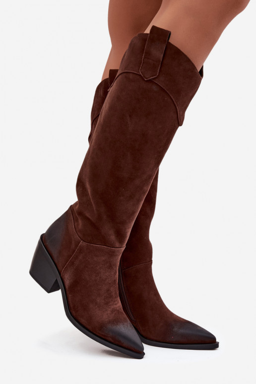 Stiefel CoZuboy-Stil Feminin mit AbsätzenErmöglichtturalnego aus INildlederu Artiker 57C0230 braune Farbe