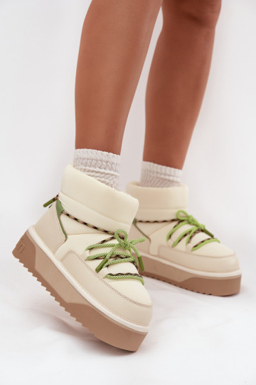 Schneestiefel mit Plattform D.Franklin DFSH371015 elfenbeinfarbene Farbe 2