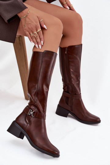 sich Zuarm laufen Damenstiefel Klocke mit Riemen Sergio Leone KZ25826 braune Farbe