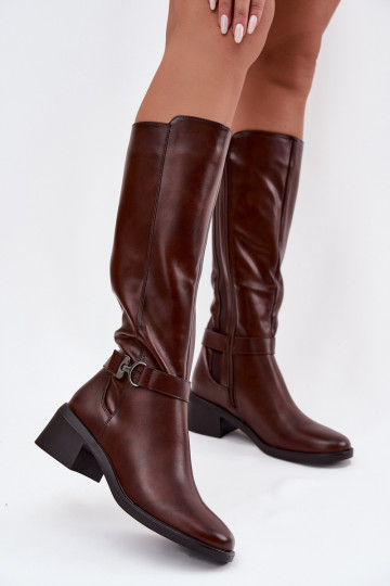 sich Zuarm laufen Damenstiefel Klocke mit Riemen Sergio Leone KZ25826 braune Farbe 2